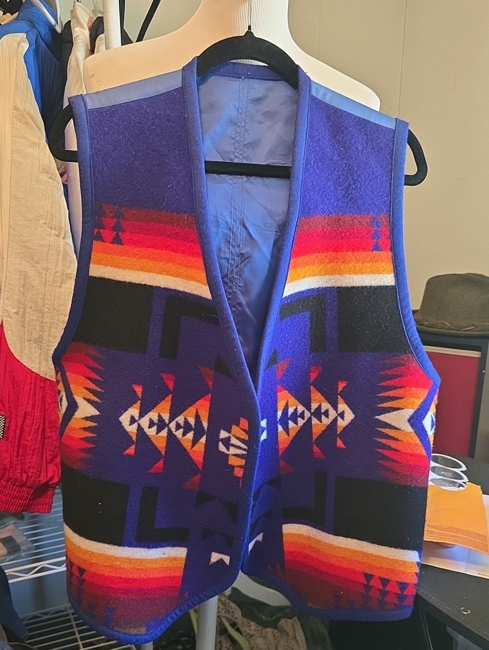 AZTEC pattern Wool Vest - Blue/Multicolor